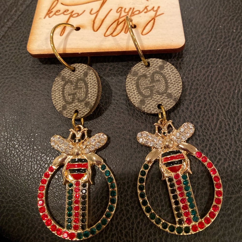 Stunning Bees and UpCycled Gucci on the Earrings